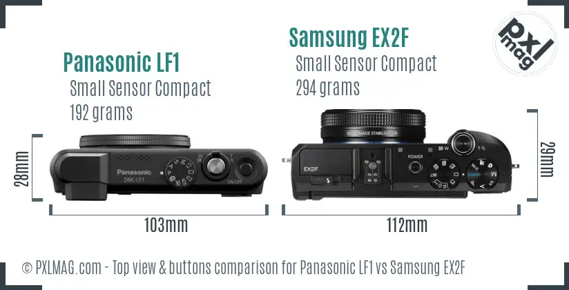 Panasonic LF1 vs Samsung EX2F top view buttons comparison