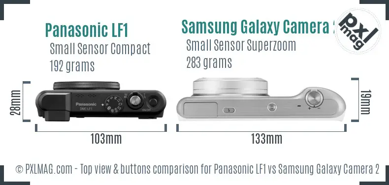 Panasonic LF1 vs Samsung Galaxy Camera 2 top view buttons comparison