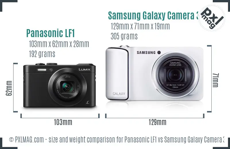 Panasonic LF1 vs Samsung Galaxy Camera 3G size comparison