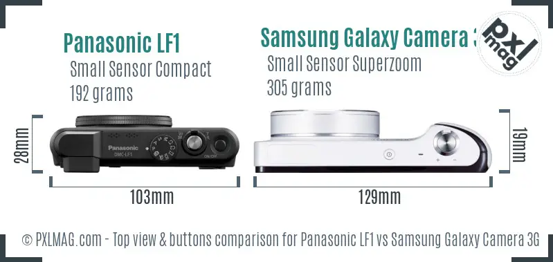 Panasonic LF1 vs Samsung Galaxy Camera 3G top view buttons comparison