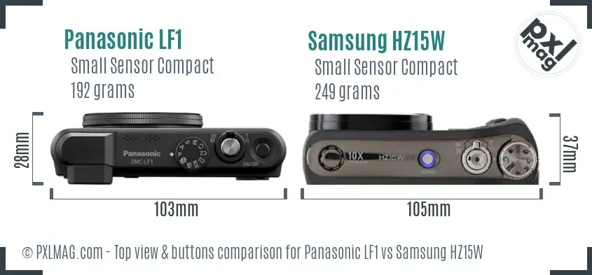 Panasonic LF1 vs Samsung HZ15W top view buttons comparison Panasonic LF1 vs Samsung HZ15W top view buttons comparison