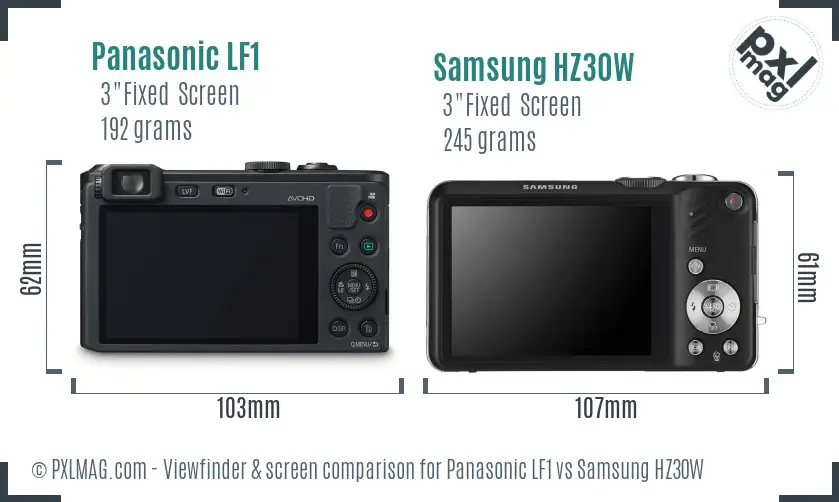 Panasonic LF1 vs Samsung HZ30W Screen and Viewfinder comparison