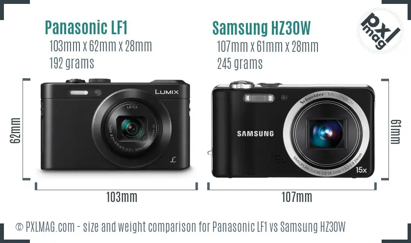 Panasonic LF1 vs Samsung HZ30W size comparison