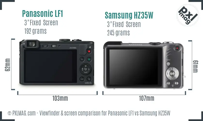 Panasonic LF1 vs Samsung HZ35W Screen and Viewfinder comparison Panasonic LF1 vs Samsung HZ35W Screen and Viewfinder comparison