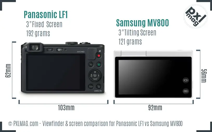 Panasonic LF1 vs Samsung MV800 Screen and Viewfinder comparison