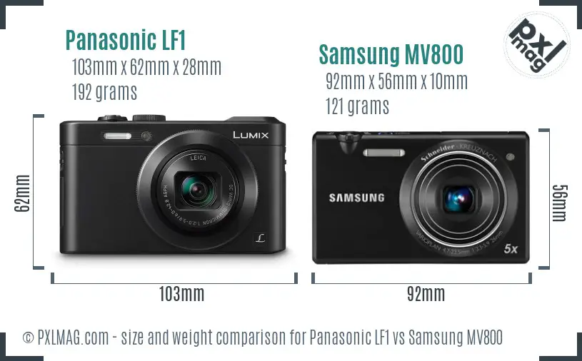 Panasonic LF1 vs Samsung MV800 size comparison