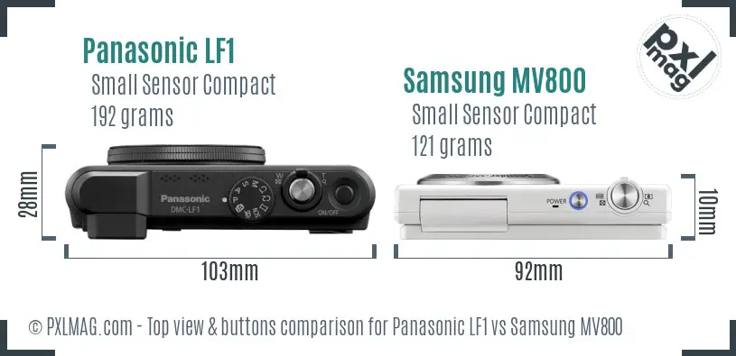 Panasonic LF1 vs Samsung MV800 top view buttons comparison