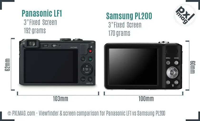 Panasonic LF1 vs Samsung PL200 Screen and Viewfinder comparison
