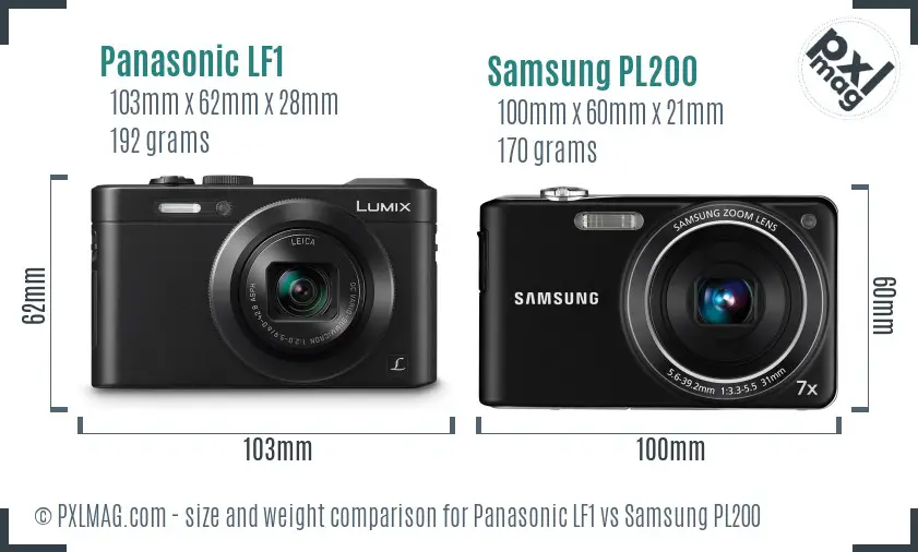Panasonic LF1 vs Samsung PL200 size comparison