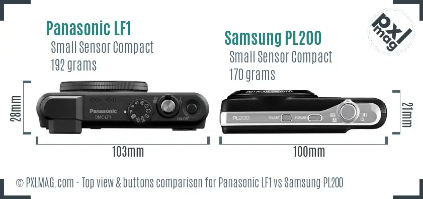 Panasonic LF1 vs Samsung PL200 top view buttons comparison