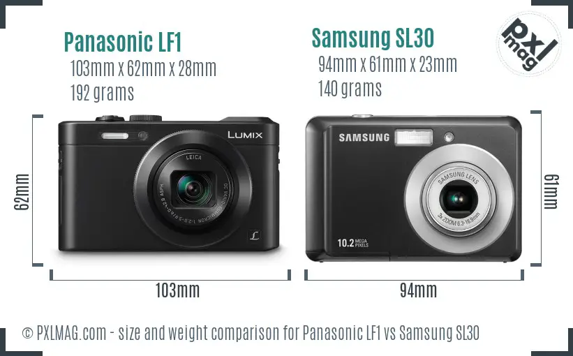 Panasonic LF1 vs Samsung SL30 size comparison