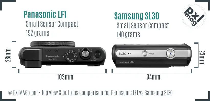 Panasonic LF1 vs Samsung SL30 top view buttons comparison