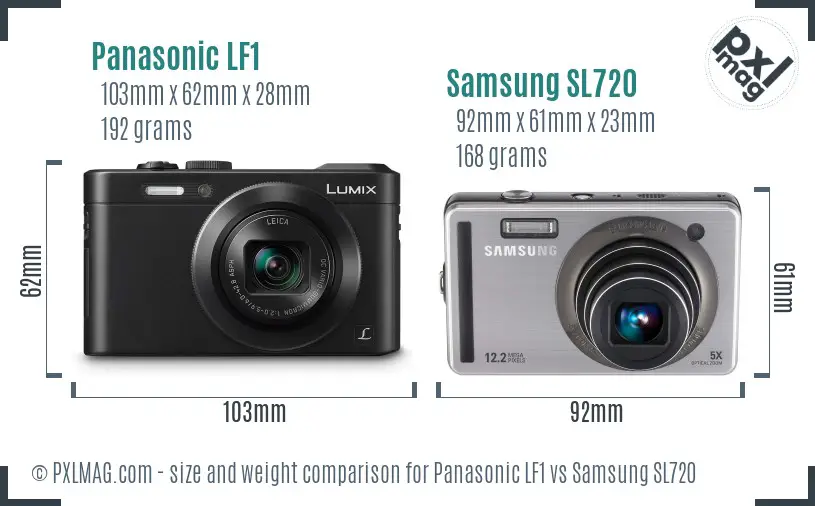 Panasonic LF1 vs Samsung SL720 size comparison