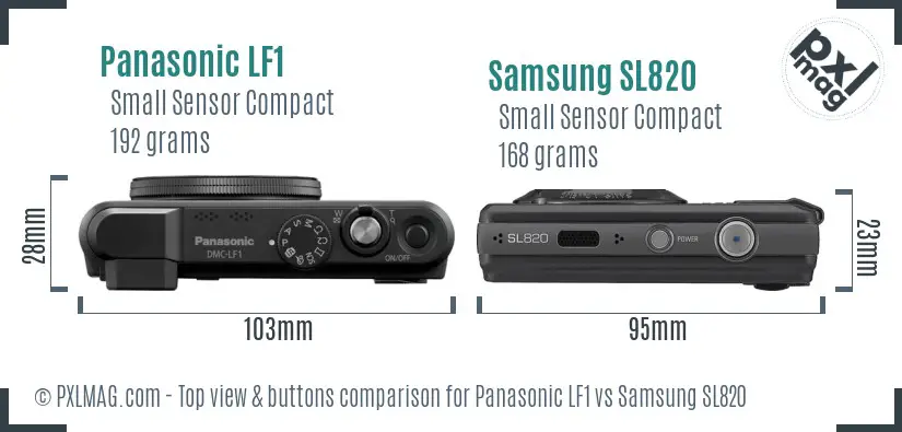 Panasonic LF1 vs Samsung SL820 top view buttons comparison Panasonic LF1 vs Samsung SL820 top view buttons comparison