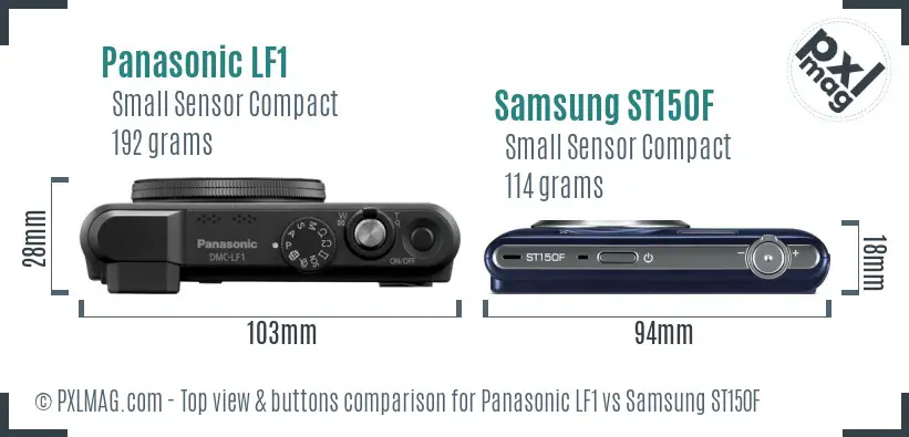 Panasonic LF1 vs Samsung ST150F top view buttons comparison