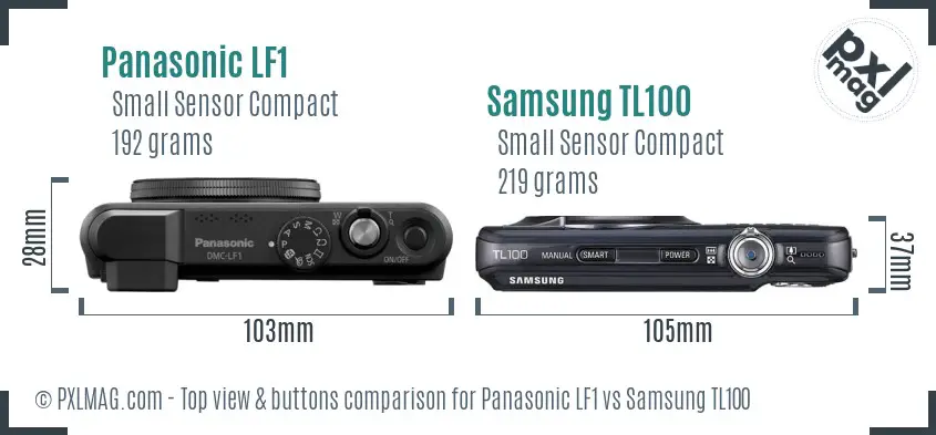 Panasonic LF1 vs Samsung TL100 top view buttons comparison Panasonic LF1 vs Samsung TL100 top view buttons comparison