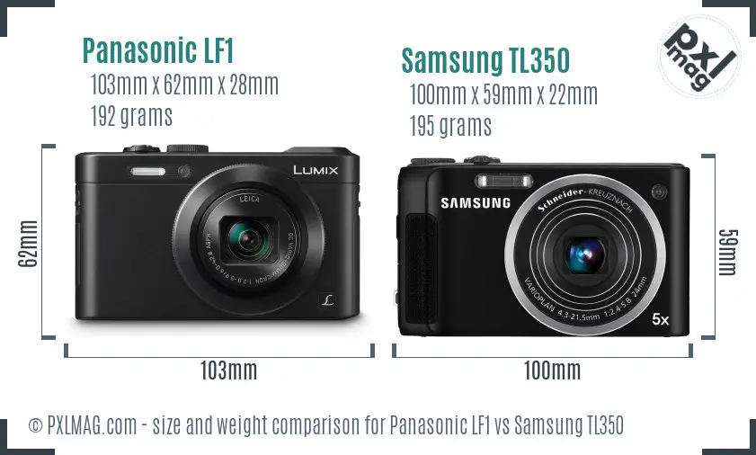 Panasonic LF1 vs Samsung TL350 size comparison