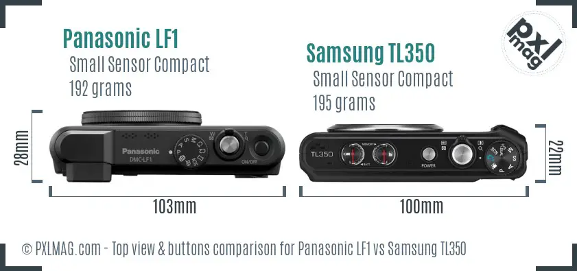 Panasonic LF1 vs Samsung TL350 top view buttons comparison