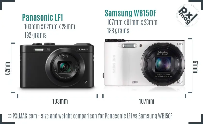 Panasonic LF1 vs Samsung WB150F size comparison