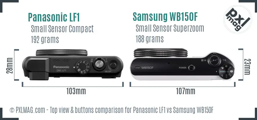 Panasonic LF1 vs Samsung WB150F top view buttons comparison