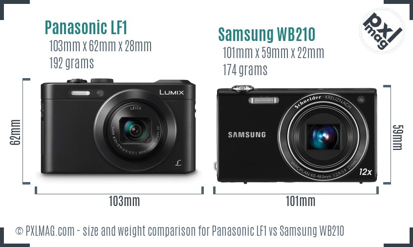 Panasonic LF1 vs Samsung WB210 size comparison