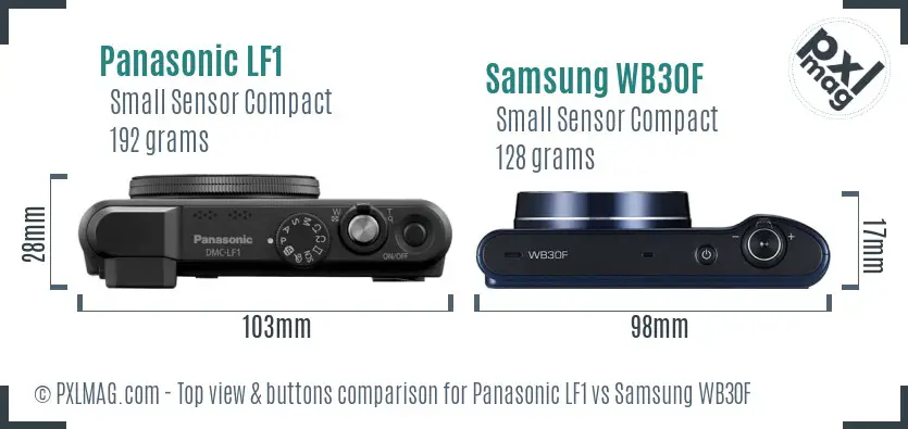 Panasonic LF1 vs Samsung WB30F top view buttons comparison Panasonic LF1 vs Samsung WB30F top view buttons comparison