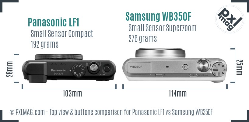 Panasonic LF1 vs Samsung WB350F top view buttons comparison