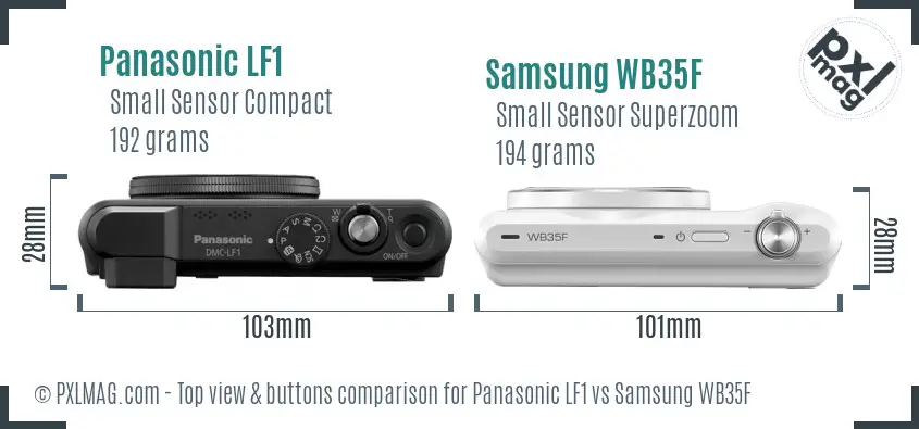 Panasonic LF1 vs Samsung WB35F top view buttons comparison