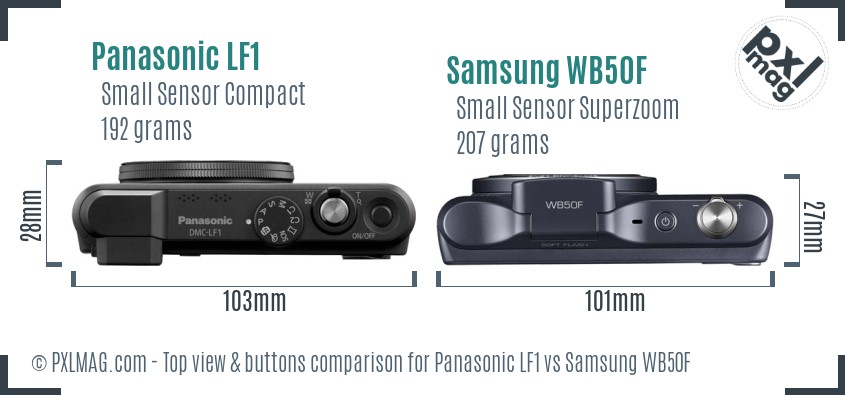 Panasonic LF1 vs Samsung WB50F top view buttons comparison