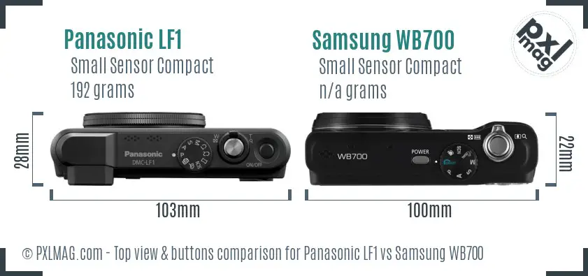 Panasonic LF1 vs Samsung WB700 top view buttons comparison Panasonic LF1 vs Samsung WB700 top view buttons comparison