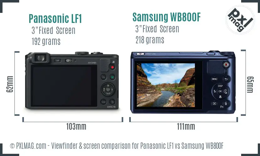Panasonic LF1 vs Samsung WB800F Screen and Viewfinder comparison