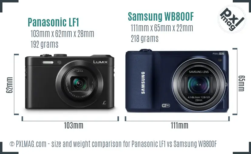 Panasonic LF1 vs Samsung WB800F size comparison