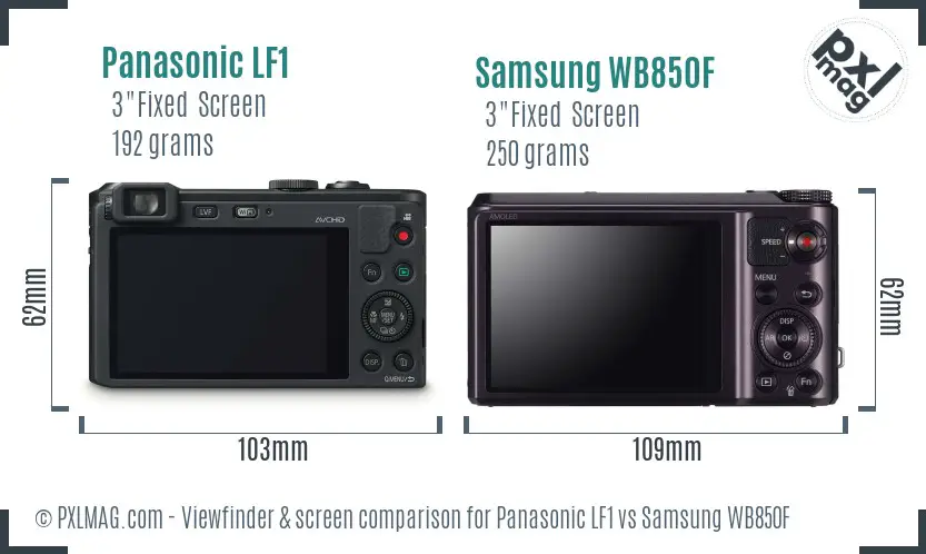 Panasonic LF1 vs Samsung WB850F Screen and Viewfinder comparison