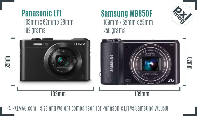 Panasonic LF1 vs Samsung WB850F size comparison