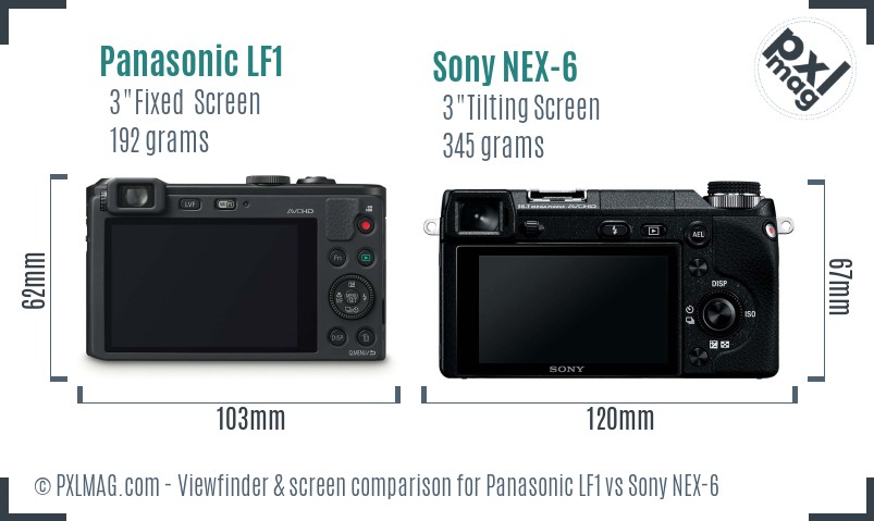 Panasonic LF1 vs Sony NEX-6 Screen and Viewfinder comparison