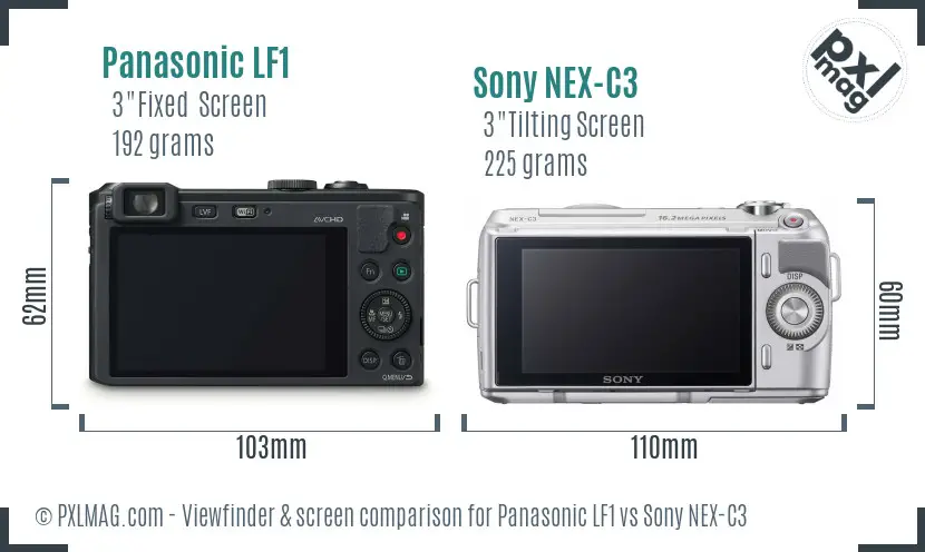Panasonic LF1 vs Sony NEX-C3 Screen and Viewfinder comparison