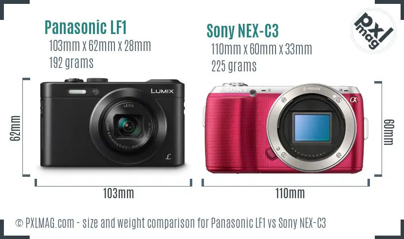 Panasonic LF1 vs Sony NEX-C3 size comparison