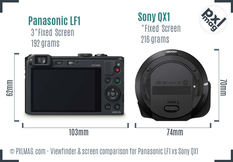Panasonic LF1 vs Sony QX1 Screen and Viewfinder comparison