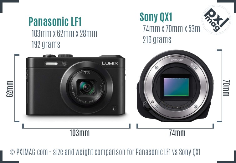 Panasonic LF1 vs Sony QX1 size comparison