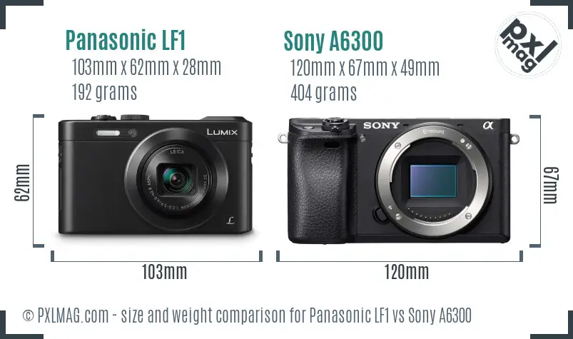 Panasonic LF1 vs Sony A6300 size comparison