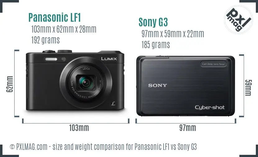Panasonic LF1 vs Sony G3 size comparison