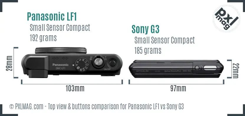 Panasonic LF1 vs Sony G3 top view buttons comparison