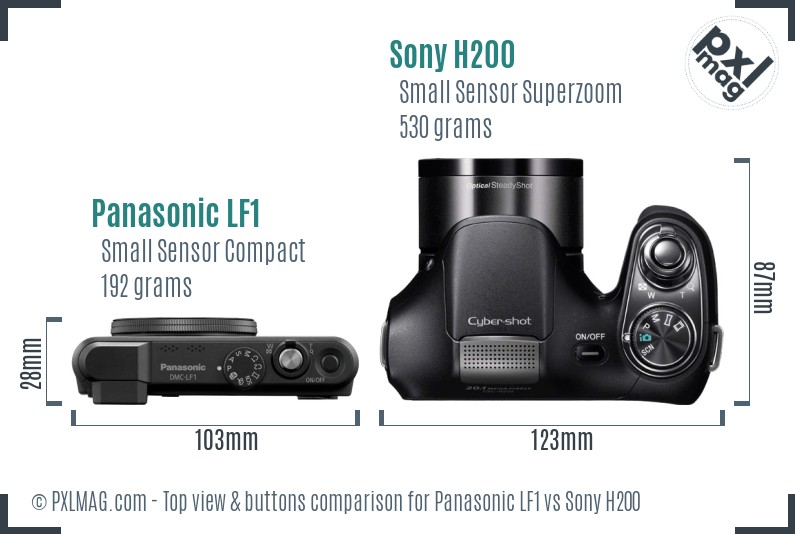 Panasonic LF1 vs Sony H200 top view buttons comparison