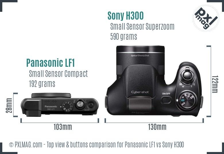 Panasonic LF1 vs Sony H300 top view buttons comparison