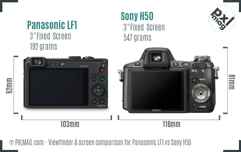 Panasonic LF1 vs Sony H50 Screen and Viewfinder comparison