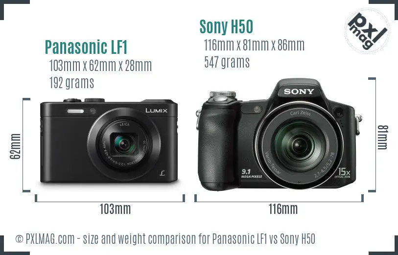 Panasonic LF1 vs Sony H50 size comparison