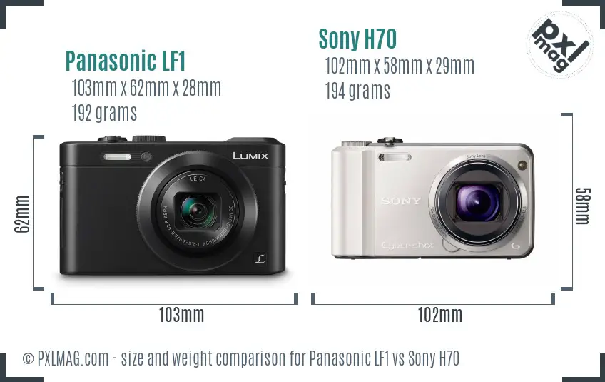 Panasonic LF1 vs Sony H70 size comparison