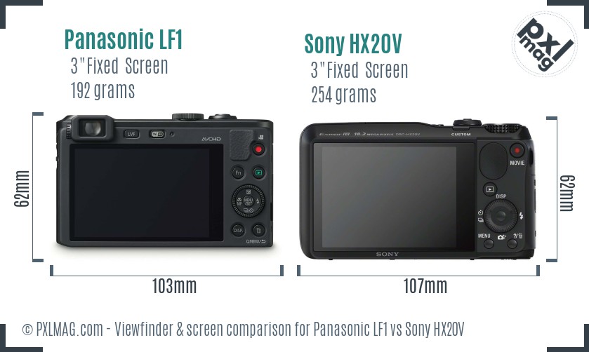 Panasonic LF1 vs Sony HX20V Screen and Viewfinder comparison