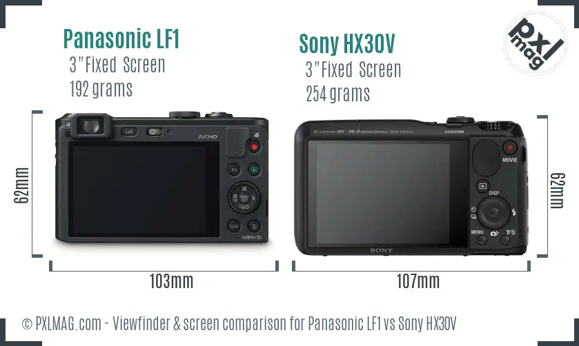Panasonic LF1 vs Sony HX30V Screen and Viewfinder comparison