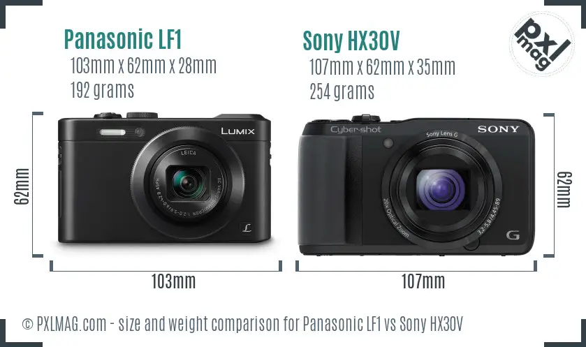 Panasonic LF1 vs Sony HX30V size comparison